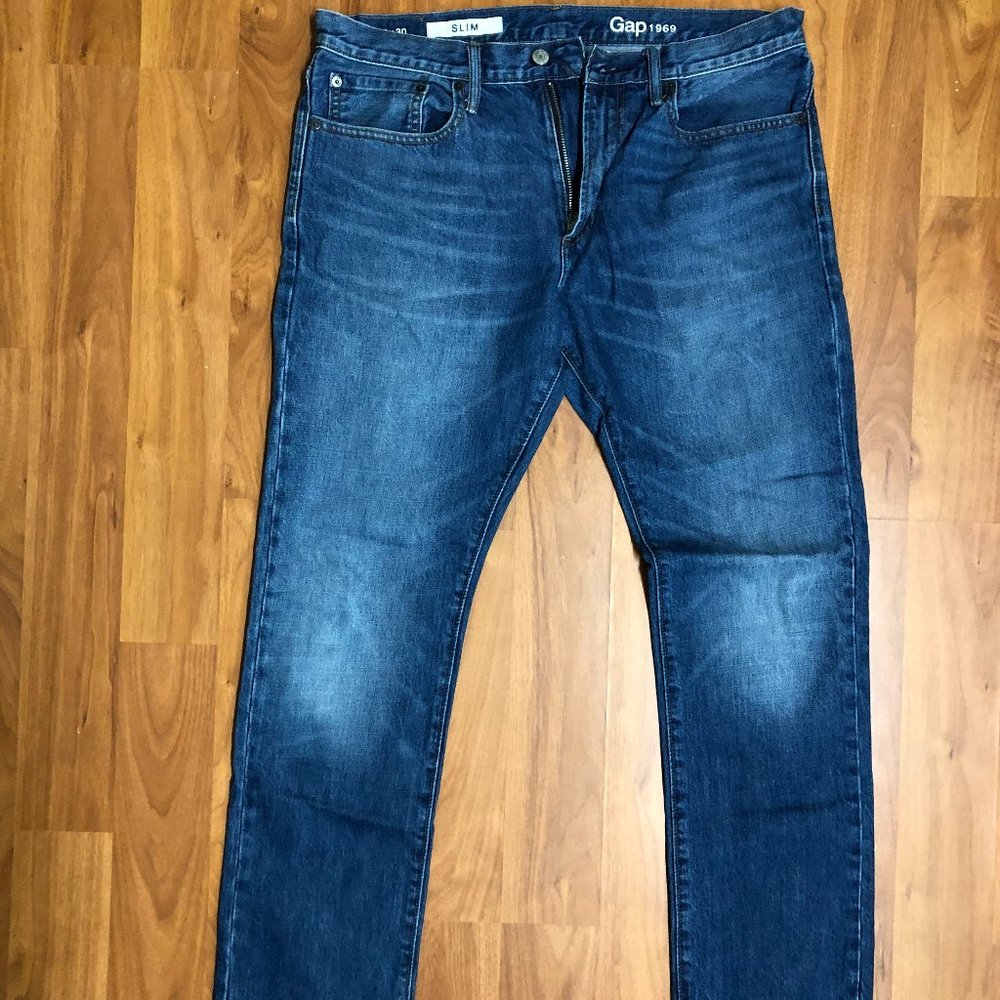 GAP 1969 SLIM MEN'S JEANS, 34x30,  INDIGO